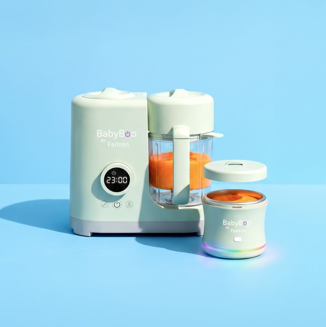 BabyBoo MEGA Bundle – Zubereiter + Breiwärmer, Frisch Kochen & Warm in 5 Minuten Unterwegs, Ohne Mikrowelle
